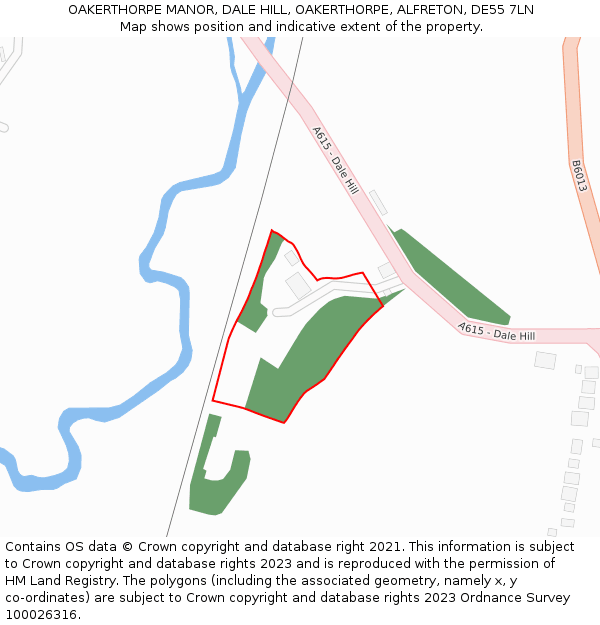 OAKERTHORPE MANOR, DALE HILL, OAKERTHORPE, ALFRETON, DE55 7LN: Location map and indicative extent of plot