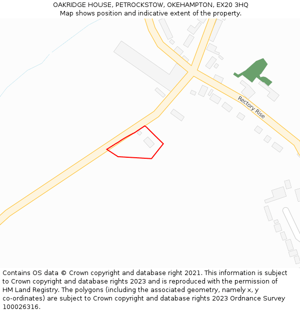 OAKRIDGE HOUSE, PETROCKSTOW, OKEHAMPTON, EX20 3HQ: Location map and indicative extent of plot