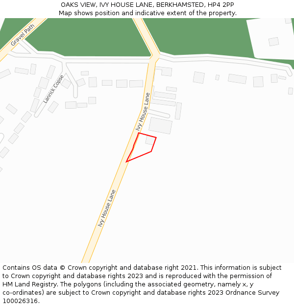 OAKS VIEW, IVY HOUSE LANE, BERKHAMSTED, HP4 2PP: Location map and indicative extent of plot