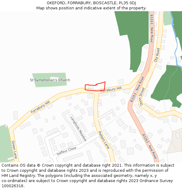 OKEFORD, FORRABURY, BOSCASTLE, PL35 0DJ: Location map and indicative extent of plot