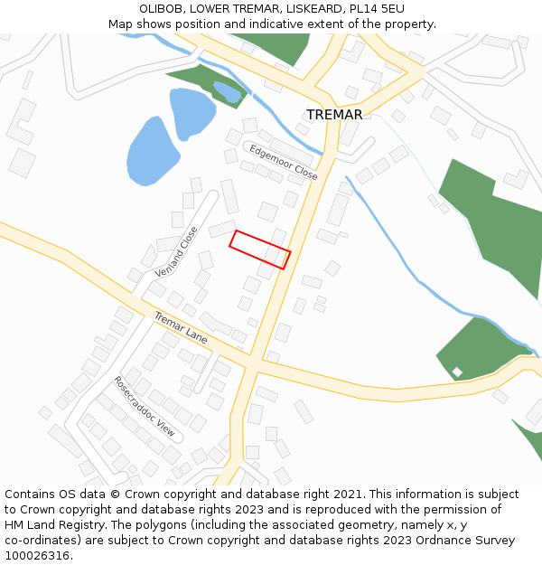 OLIBOB, LOWER TREMAR, LISKEARD, PL14 5EU: Location map and indicative extent of plot