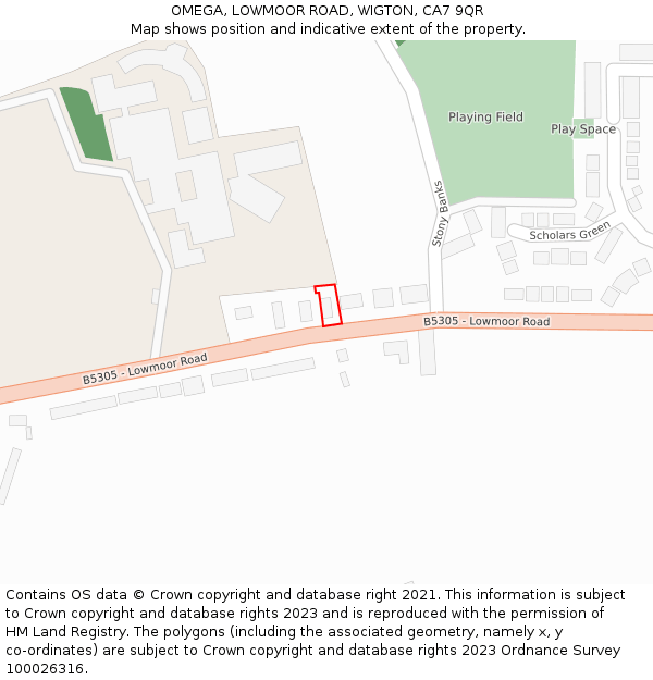 OMEGA, LOWMOOR ROAD, WIGTON, CA7 9QR: Location map and indicative extent of plot