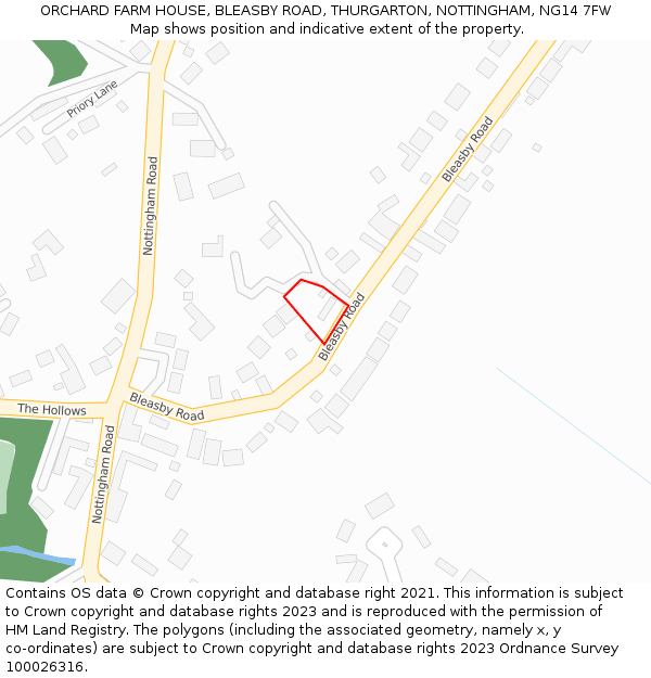 ORCHARD FARM HOUSE, BLEASBY ROAD, THURGARTON, NOTTINGHAM, NG14 7FW: Location map and indicative extent of plot