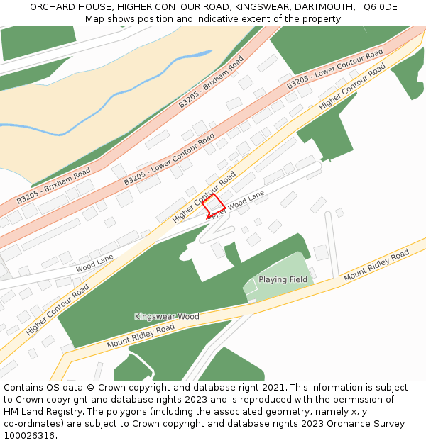 ORCHARD HOUSE, HIGHER CONTOUR ROAD, KINGSWEAR, DARTMOUTH, TQ6 0DE: Location map and indicative extent of plot