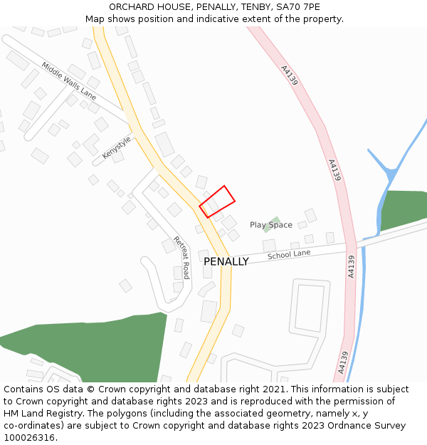 ORCHARD HOUSE, PENALLY, TENBY, SA70 7PE: Location map and indicative extent of plot