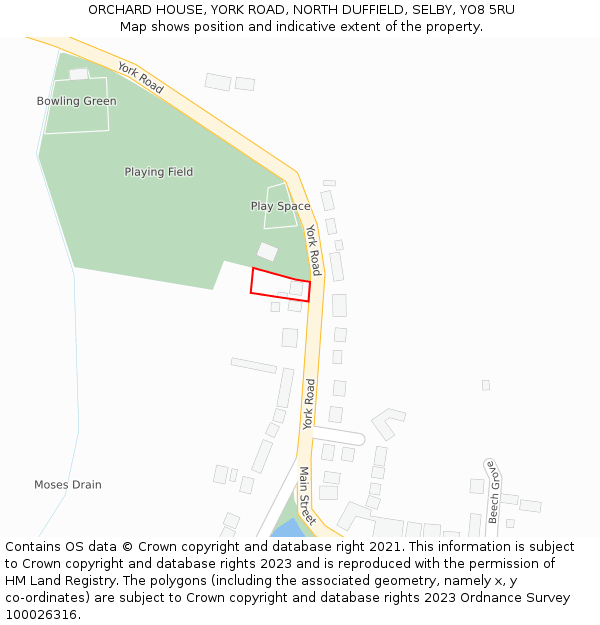 ORCHARD HOUSE, YORK ROAD, NORTH DUFFIELD, SELBY, YO8 5RU: Location map and indicative extent of plot