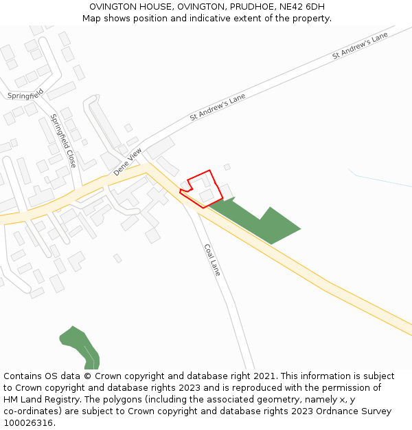 OVINGTON HOUSE, OVINGTON, PRUDHOE, NE42 6DH: Location map and indicative extent of plot