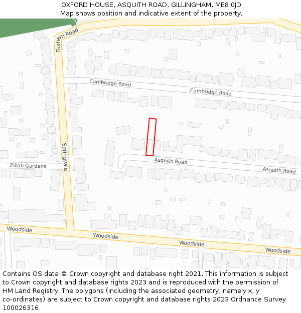 OXFORD HOUSE, ASQUITH ROAD, GILLINGHAM, ME8 0JD: Location map and indicative extent of plot