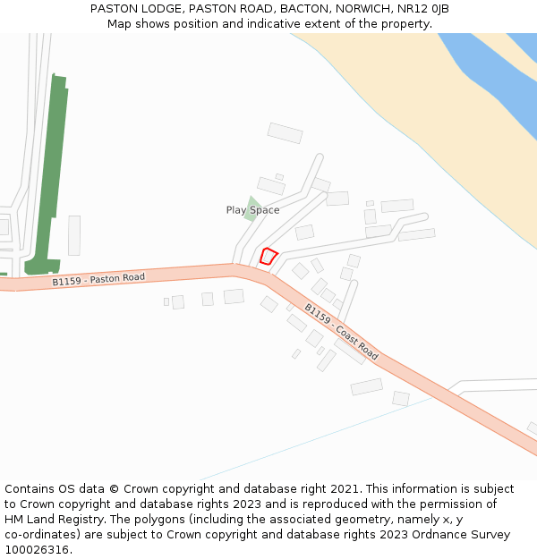 PASTON LODGE, PASTON ROAD, BACTON, NORWICH, NR12 0JB: Location map and indicative extent of plot