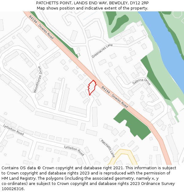 PATCHETTS POINT, LANDS END WAY, BEWDLEY, DY12 2RP: Location map and indicative extent of plot