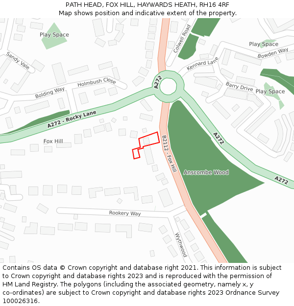 PATH HEAD, FOX HILL, HAYWARDS HEATH, RH16 4RF: Location map and indicative extent of plot