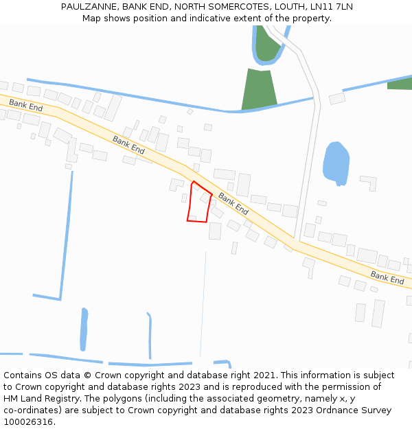 PAULZANNE, BANK END, NORTH SOMERCOTES, LOUTH, LN11 7LN: Location map and indicative extent of plot