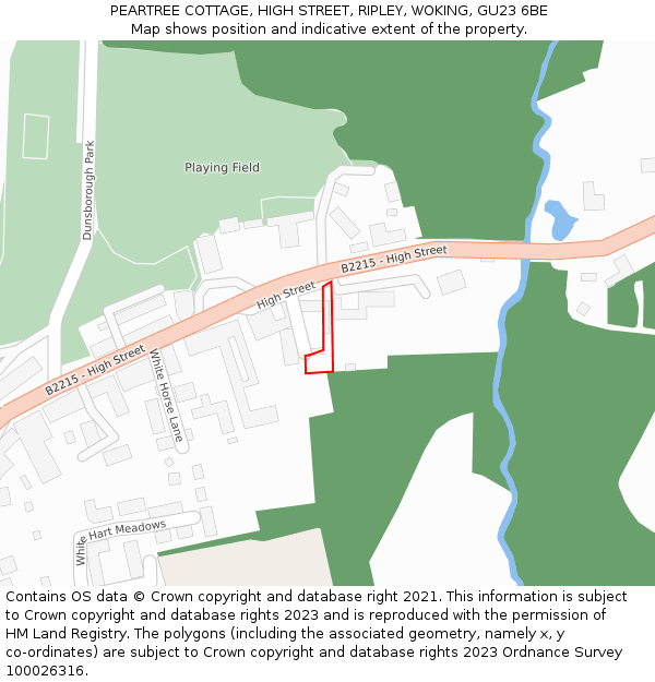 PEARTREE COTTAGE, HIGH STREET, RIPLEY, WOKING, GU23 6BE: Location map and indicative extent of plot