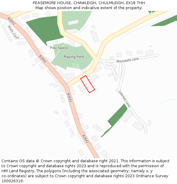 PEASEMORE HOUSE, CHAWLEIGH, CHULMLEIGH, EX18 7HH: Location map and indicative extent of plot