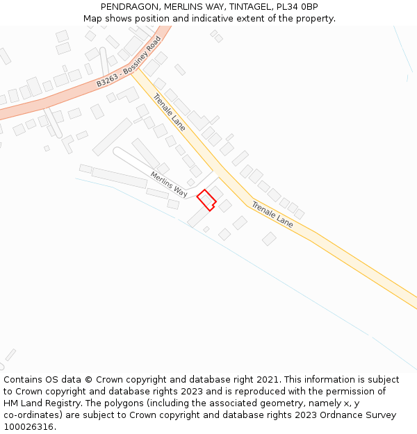 PENDRAGON, MERLINS WAY, TINTAGEL, PL34 0BP: Location map and indicative extent of plot