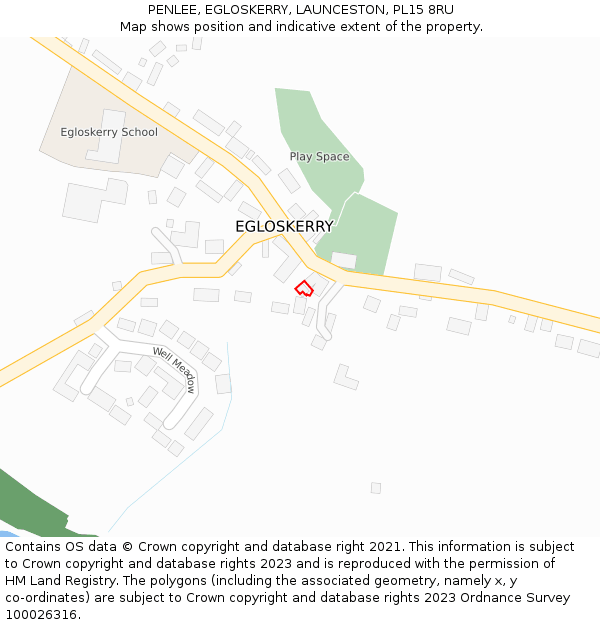 PENLEE, EGLOSKERRY, LAUNCESTON, PL15 8RU: Location map and indicative extent of plot