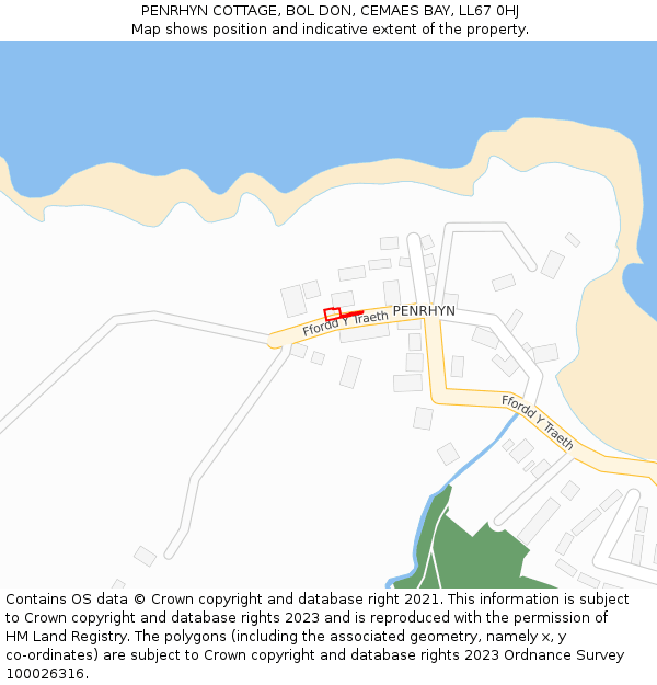 PENRHYN COTTAGE, BOL DON, CEMAES BAY, LL67 0HJ: Location map and indicative extent of plot