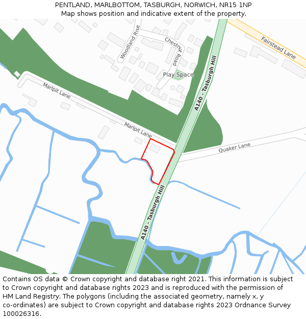 PENTLAND, MARLBOTTOM, TASBURGH, NORWICH, NR15 1NP: Location map and indicative extent of plot