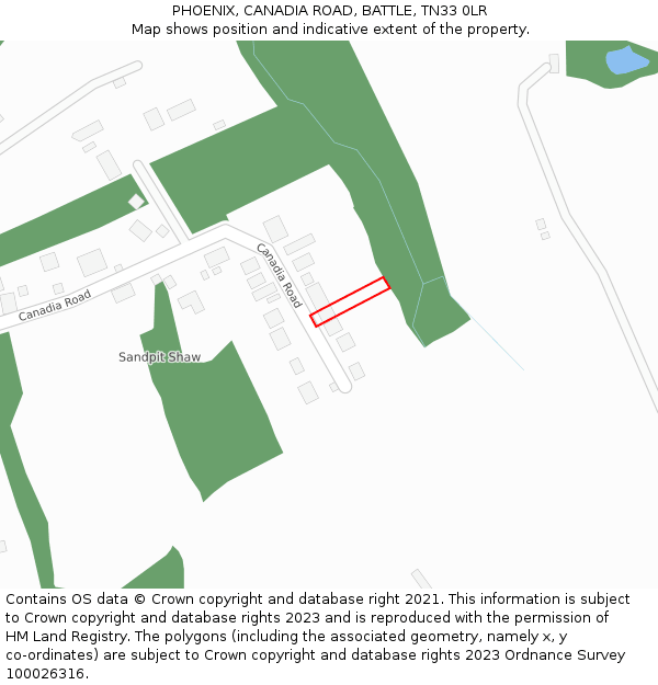 PHOENIX, CANADIA ROAD, BATTLE, TN33 0LR: Location map and indicative extent of plot