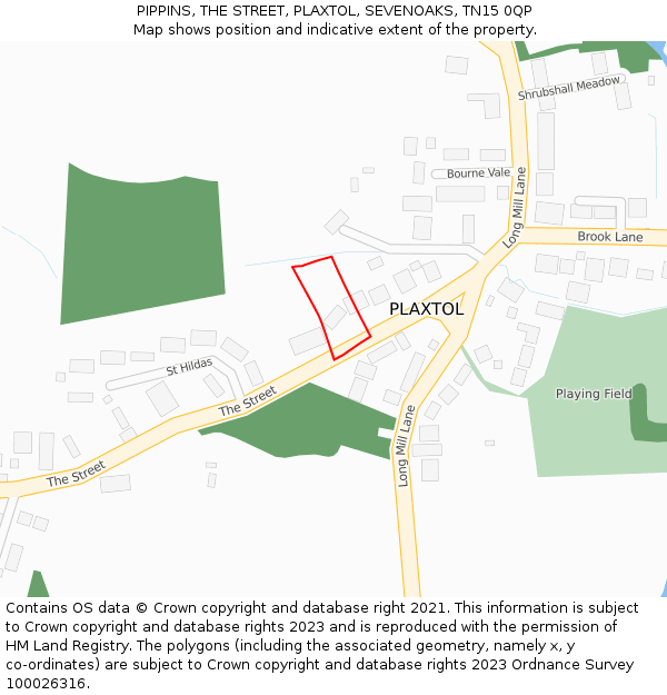 PIPPINS, THE STREET, PLAXTOL, SEVENOAKS, TN15 0QP: Location map and indicative extent of plot