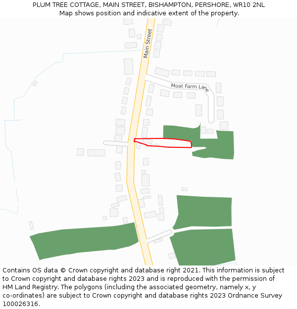 PLUM TREE COTTAGE, MAIN STREET, BISHAMPTON, PERSHORE, WR10 2NL: Location map and indicative extent of plot