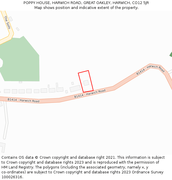 POPPY HOUSE, HARWICH ROAD, GREAT OAKLEY, HARWICH, CO12 5JR: Location map and indicative extent of plot