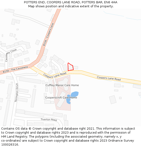 POTTERS END, COOPERS LANE ROAD, POTTERS BAR, EN6 4AA: Location map and indicative extent of plot