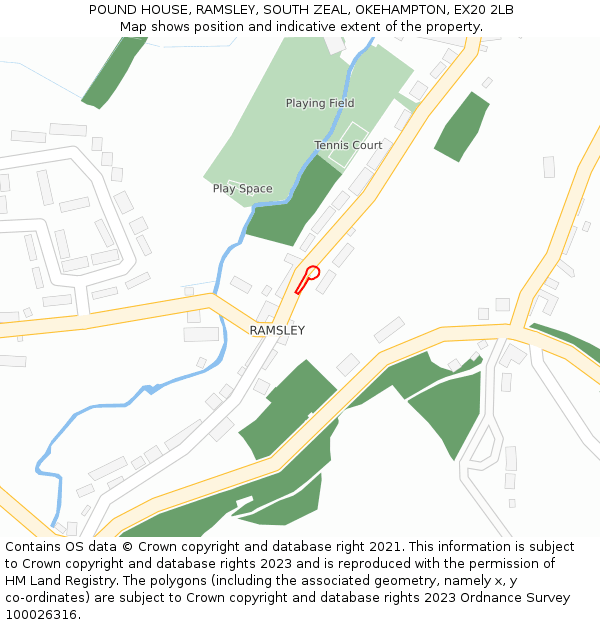 POUND HOUSE, RAMSLEY, SOUTH ZEAL, OKEHAMPTON, EX20 2LB: Location map and indicative extent of plot