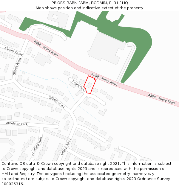 PRIORS BARN FARM, BODMIN, PL31 1HQ: Location map and indicative extent of plot