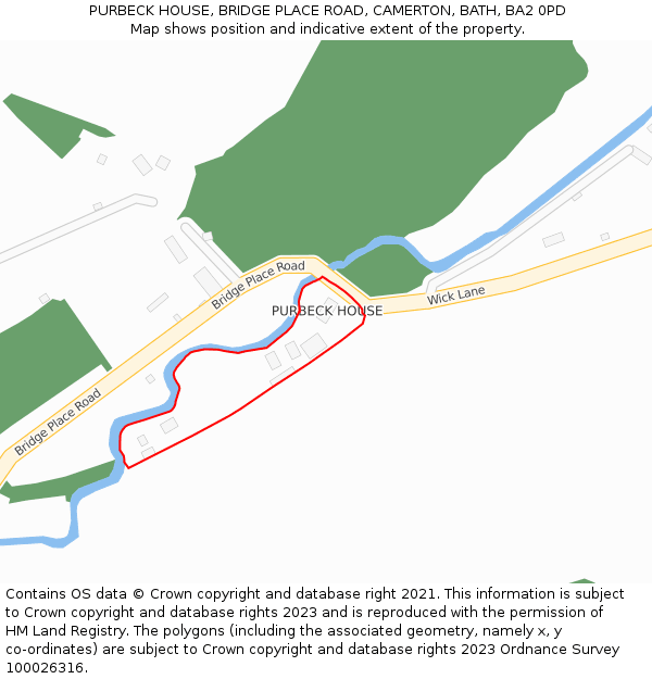 PURBECK HOUSE, BRIDGE PLACE ROAD, CAMERTON, BATH, BA2 0PD: Location map and indicative extent of plot