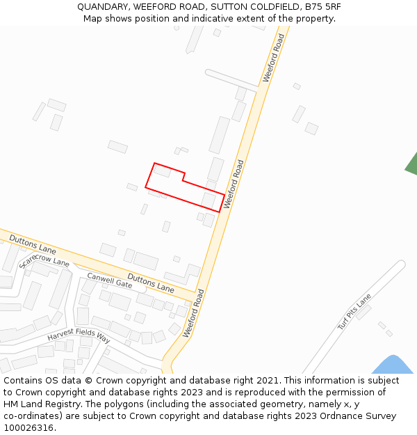 QUANDARY, WEEFORD ROAD, SUTTON COLDFIELD, B75 5RF: Location map and indicative extent of plot