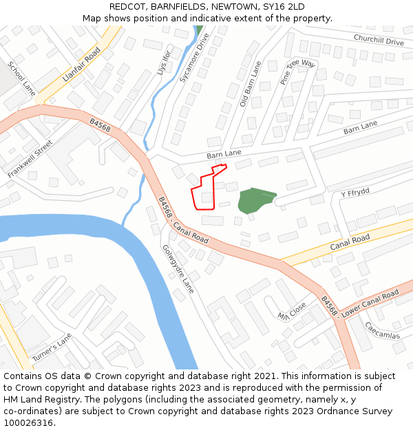 REDCOT, BARNFIELDS, NEWTOWN, SY16 2LD: Location map and indicative extent of plot