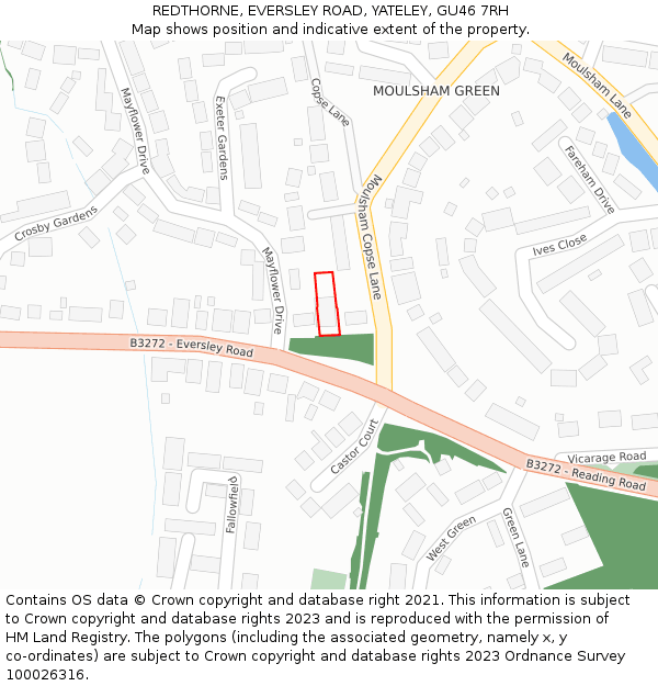 REDTHORNE, EVERSLEY ROAD, YATELEY, GU46 7RH: Location map and indicative extent of plot