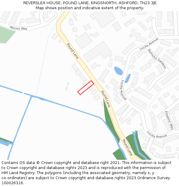 REVERSLEA HOUSE, POUND LANE, KINGSNORTH, ASHFORD, TN23 3JE: Location map and indicative extent of plot