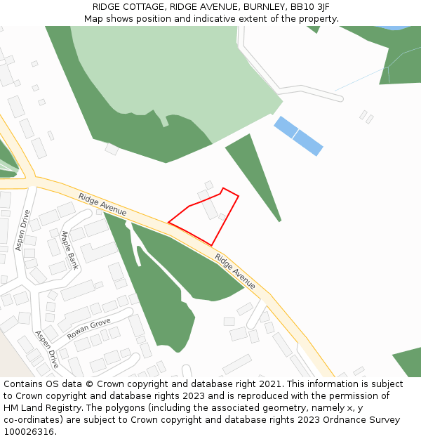 RIDGE COTTAGE, RIDGE AVENUE, BURNLEY, BB10 3JF: Location map and indicative extent of plot