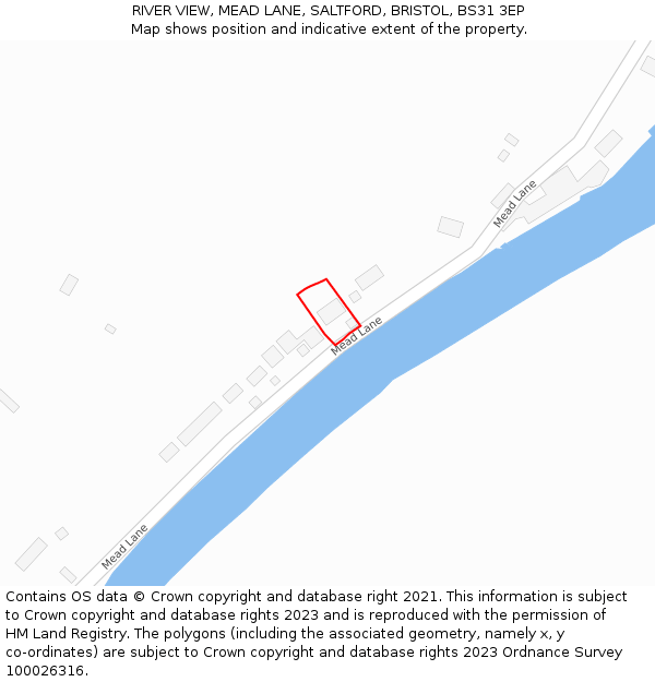 RIVER VIEW, MEAD LANE, SALTFORD, BRISTOL, BS31 3EP: Location map and indicative extent of plot