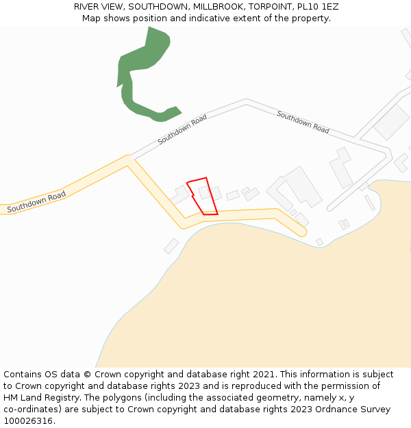 RIVER VIEW, SOUTHDOWN, MILLBROOK, TORPOINT, PL10 1EZ: Location map and indicative extent of plot