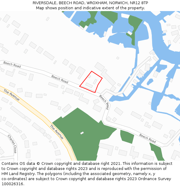 RIVERSDALE, BEECH ROAD, WROXHAM, NORWICH, NR12 8TP: Location map and indicative extent of plot