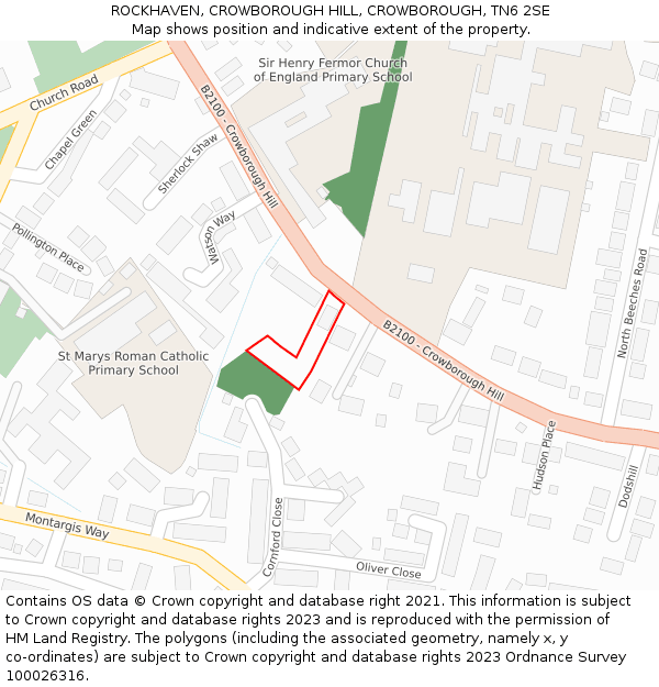 ROCKHAVEN, CROWBOROUGH HILL, CROWBOROUGH, TN6 2SE: Location map and indicative extent of plot