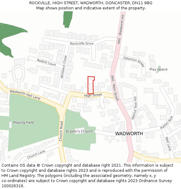 ROCKVILLE, HIGH STREET, WADWORTH, DONCASTER, DN11 9BG: Location map and indicative extent of plot