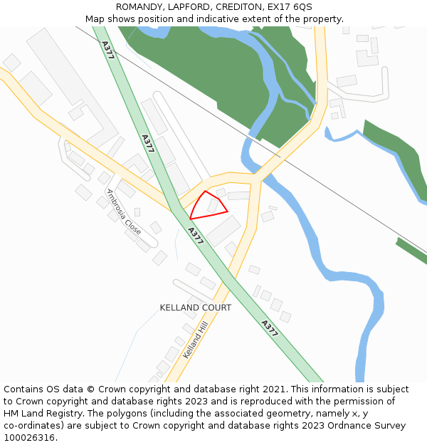 ROMANDY, LAPFORD, CREDITON, EX17 6QS: Location map and indicative extent of plot