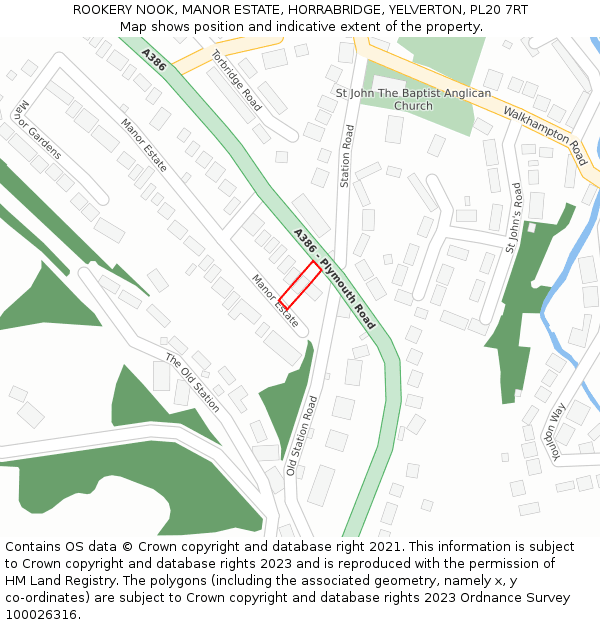 ROOKERY NOOK, MANOR ESTATE, HORRABRIDGE, YELVERTON, PL20 7RT: Location map and indicative extent of plot