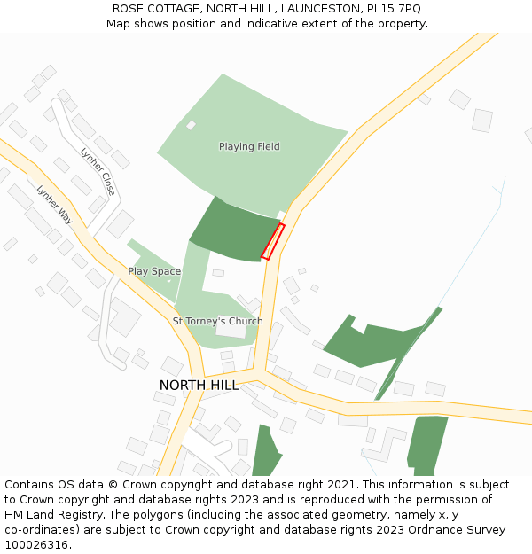 ROSE COTTAGE, NORTH HILL, LAUNCESTON, PL15 7PQ: Location map and indicative extent of plot