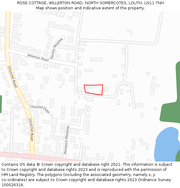 ROSE COTTAGE, WILLERTON ROAD, NORTH SOMERCOTES, LOUTH, LN11 7NH: Location map and indicative extent of plot