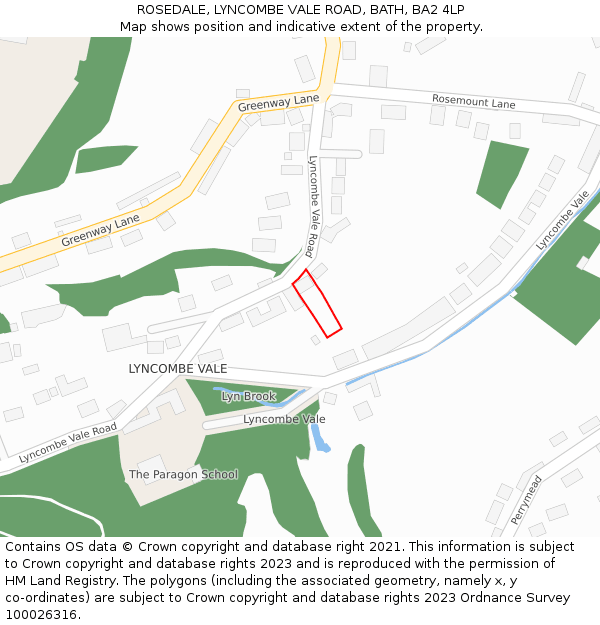 ROSEDALE, LYNCOMBE VALE ROAD, BATH, BA2 4LP: Location map and indicative extent of plot