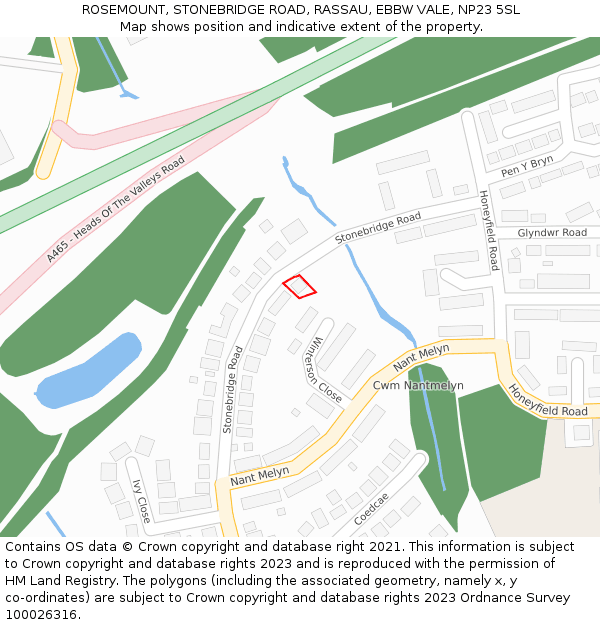 ROSEMOUNT, STONEBRIDGE ROAD, RASSAU, EBBW VALE, NP23 5SL: Location map and indicative extent of plot