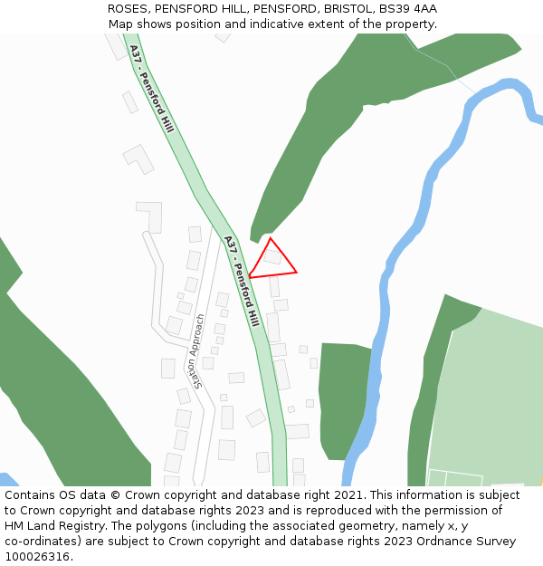 ROSES, PENSFORD HILL, PENSFORD, BRISTOL, BS39 4AA: Location map and indicative extent of plot