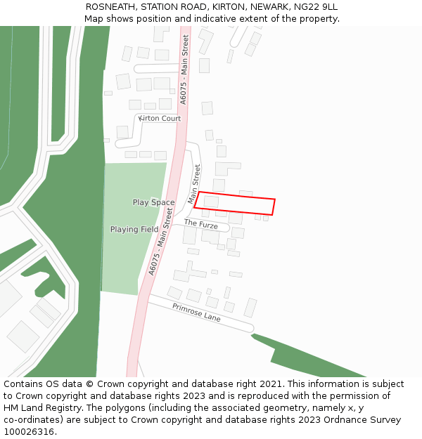 ROSNEATH, STATION ROAD, KIRTON, NEWARK, NG22 9LL: Location map and indicative extent of plot