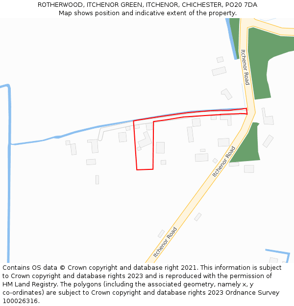 ROTHERWOOD, ITCHENOR GREEN, ITCHENOR, CHICHESTER, PO20 7DA: Location map and indicative extent of plot