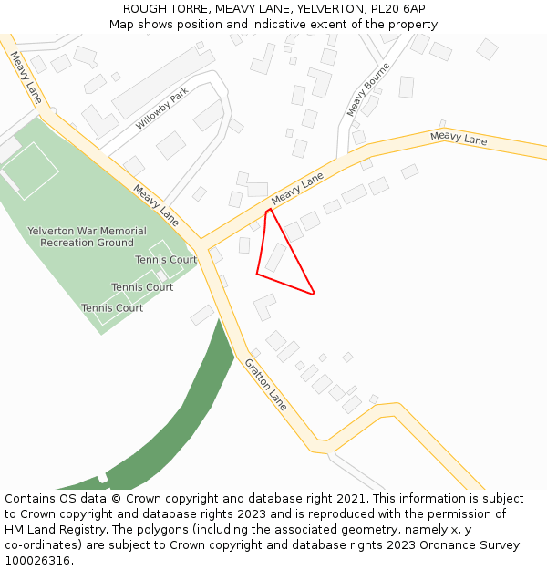 ROUGH TORRE, MEAVY LANE, YELVERTON, PL20 6AP: Location map and indicative extent of plot